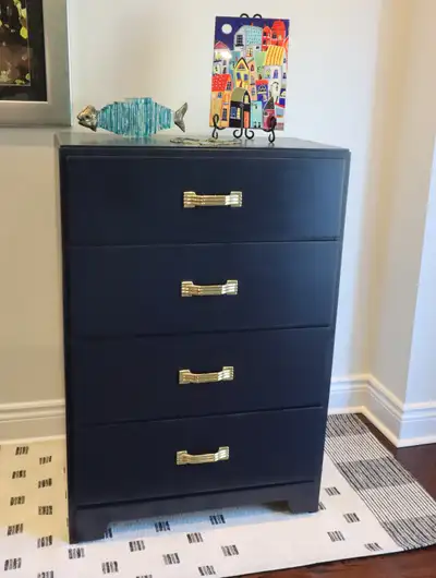 MCM Black Dresser with Brass Handles, View more