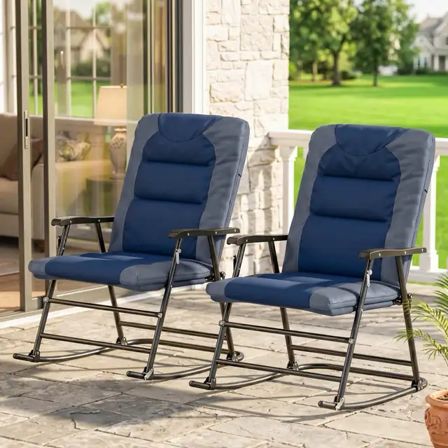 Folding Rocking Chair， Padded Rockers with Armrest in Patio & Garden Furniture in Markham / York Region - Image 10
