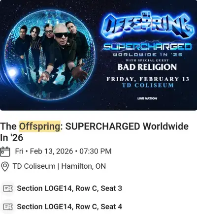 Offspring in Hamilton Feb 13, View more