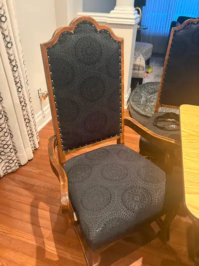 Dining room chairs. Black velour and wood, View more