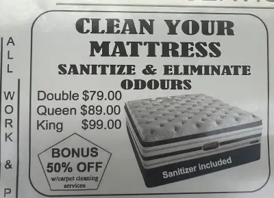 Shampoo Steam Mattress Twin Queen King $79, View more