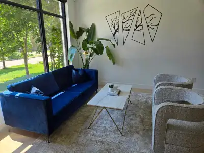 Beautiful Velvet Blue Sofa, View more