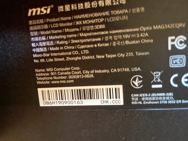 MSI Optix 34" Curved Gaming Monitor barely used in Monitors in City of Toronto - Image 3