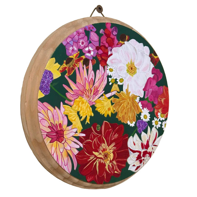 Flowers Painting On Wood Plaque  in Arts & Collectibles in Ottawa - Image 2