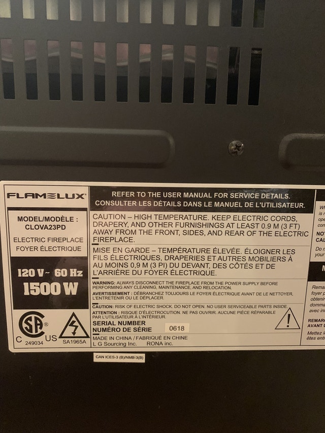 Flamelux CLOVA23PD Electric Fireplace Insert Fireplace & Firewood