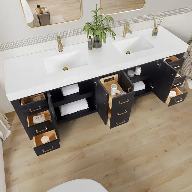 NEW 84'' Double Bathroom Vanity with Engineered Marble Top in Cabinets & Countertops in Oakville / Halton Region - Image 3