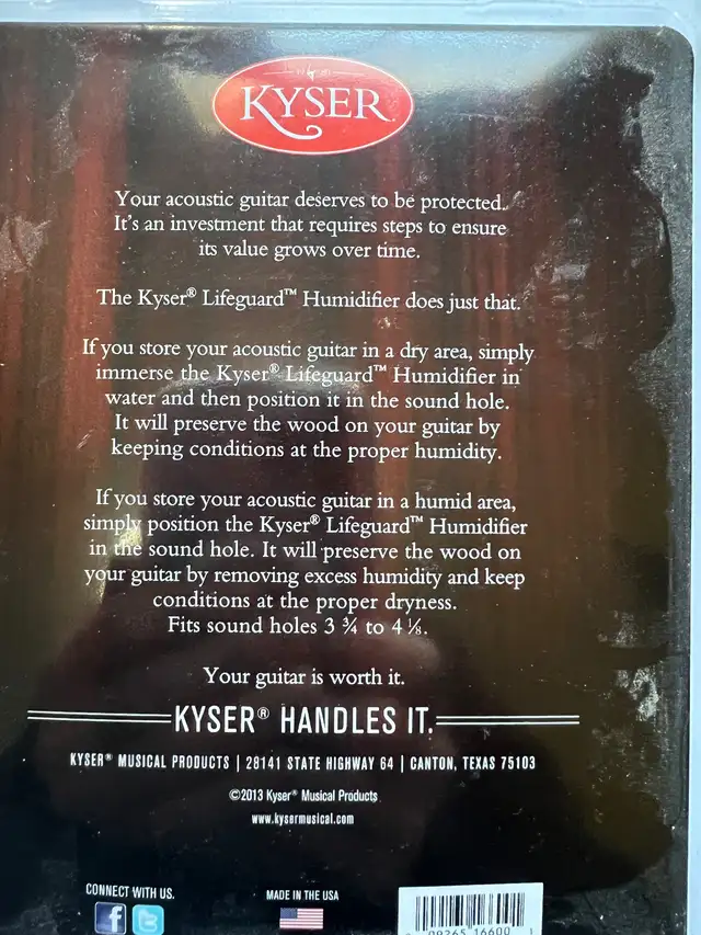 Kyser Acoustic Guitar Humidifier in Pro Audio & Recording Equipment in Calgary - Image 3