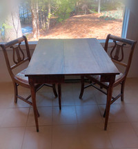 Ensemble Table à dîner en bois massif avec 4 chaises rembourrées