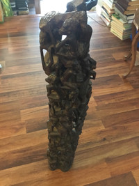 3 Feet Antique African Carved Ebony Wood  Family Tree Totem
