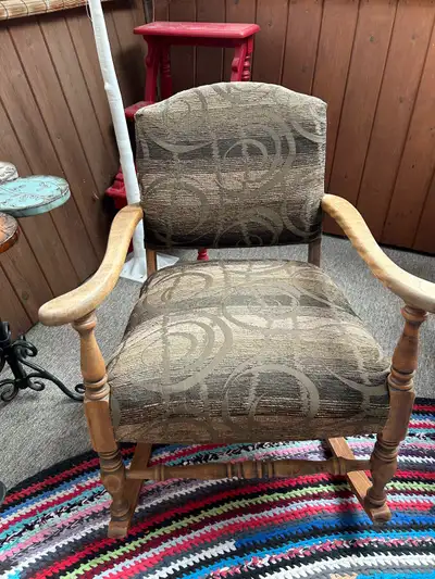 Small Antique Recovered Rocking Chair, View more