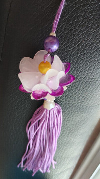 purple beaded lotus tassel hanging ornament