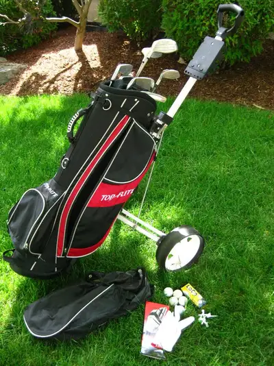 Set of Knight Right Hand Golf Clubs with Bag & Stand & Pull Cart, View more