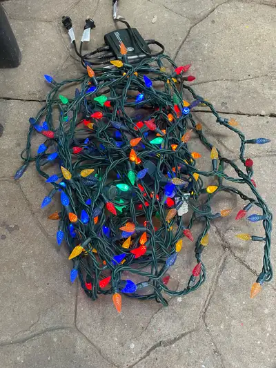 Christmas lights indoor/outdoor lights with a connector that makes them blink as multiple different...