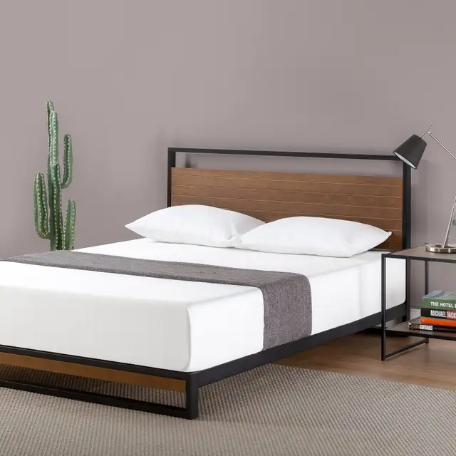 NewTwin Zinus Metal and Wood Platform Bed with Headboard in Beds & Mattresses in City of Toronto - Image 4
