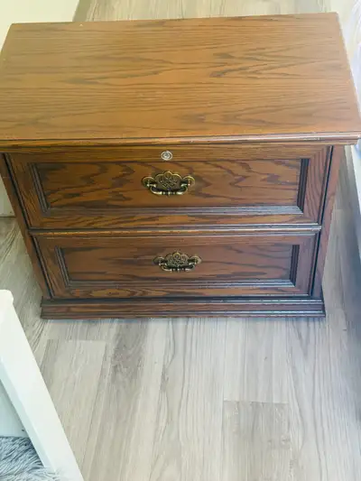 Oak Nightstand with Two Drawers, View more