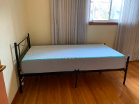 Single bed metal frame with mattress like new