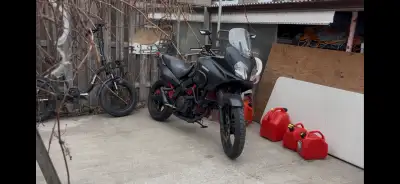 Suzuki v strom 650. The motorcycle turns on but doesn't stay on. I need the space. I lost the owners...