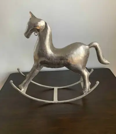 Silver metal rocking horse decor, View more