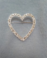 Vintage Heart Pin with Crystals