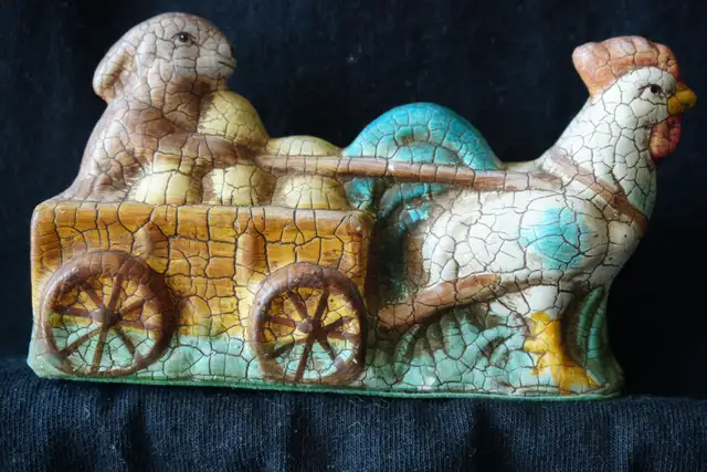 Edelweiss rabbit chicken rooster carriage Easter figurine statue in Arts & Collectibles in Victoria - Image 2