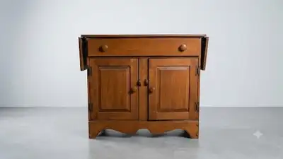 Vintage Solid Wood Drop-Leaf Buffet Cabinet & Matching Hutch / B, View more