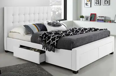 New beautiful White drawer storage bed frame for sale, View more