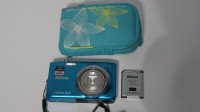 Nikon Coolpix S2700 16MP Blue Camera with Battery and Pouch