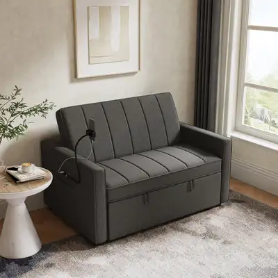 Compact Fabric Sofa Bed Set, View more