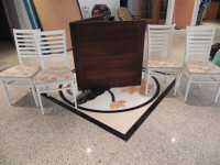 Solid Cherry folding dining table with Spindled legs + 4 chairs