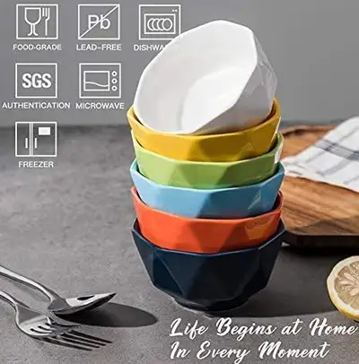 NEW SWEEJAR Porcelain Bowls Geometric Design 23 Oz 6 Pack Multi, View more