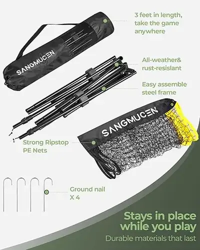 SANGMUCEN 10/13/16.5ft Portable Net Set, for Badminton, Volleyball, Pickle ball, Soccer, Tennis, Eas...