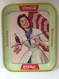 COCA - COLA " UMBRELLA GIRL " METAL SERVING TRAY (1957)