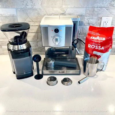 Breville Espresso Machine + Cuisinart Automatic Burr Grinder