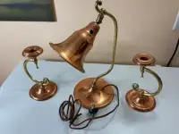 Antique Lamp & Matching Candlestick Holders.