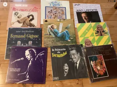9 vinyles 33 tours différents chanteurs 45$, View more