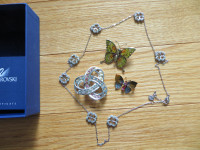 Swarovski Necklace and various pins