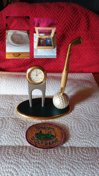 Golf Stuff Lot: Brass, Wood & Glass