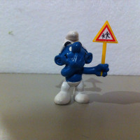 Smurfs -Vintage Smurf Holding "Watch for children" Traffic Sign