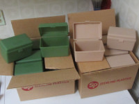 New Plastic Index Card Flip Top File Boxes - Green or Beige