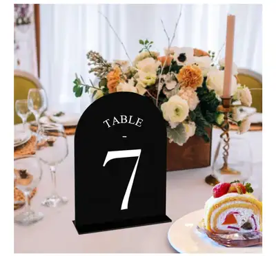 *CASH Only* Used ~ Like New These sleek black double-sided print acrylic table number signs are perf...