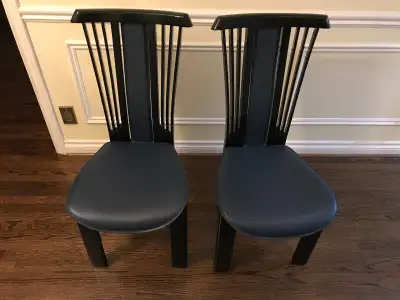 Dining room leather and wood chairs $150 for both, View more
