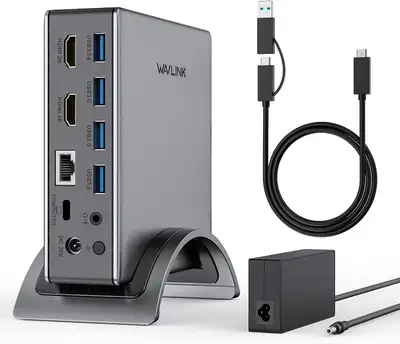 Laptop Docking Station, USB 3.0 Universal Dock for WindowsMac, D, View more