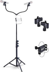 MASINGO Double Microphone Stand – Adjustable from 2.4ft to 6ft