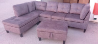 NEW BROWN REVERSIBLE SECTIONAL & OTTOMAN. FREE DELIVERY DISPOSAL
