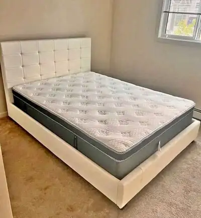 Never used !! Double/Full size bed frame with mattress , View more