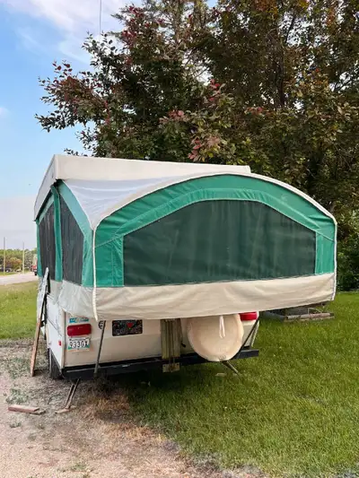 Well cared for tent trailer. Remodeled ceiling with new LED lighting. New flooring and curtains. Bed...