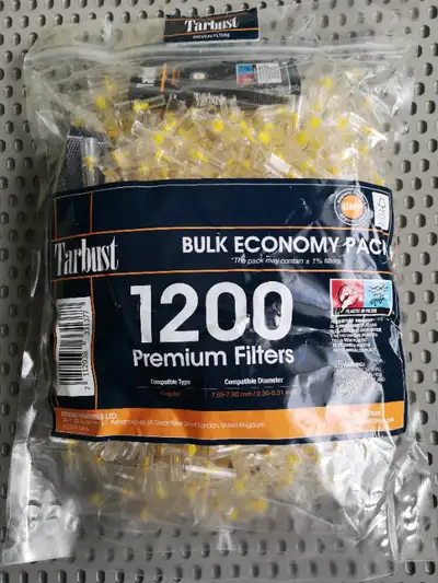 1200 premium cigarette filters. Regular size. Bulk economy pack. Compatible diameter 7.65-7.90 mm /...