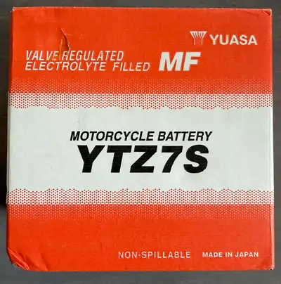 This brand new Yuasa YTZ7S motorcycle battery features 12V power, 6.3 Ah (20HR) capacity, and 130 CC...