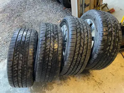 Four 17” all season radial tires on Volkswagen alloy rims for sale. Tires were used 3 weeks and then...