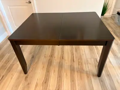 SOLID HARDWOOD DINING TABLE with Self Storing Leaf!, View more